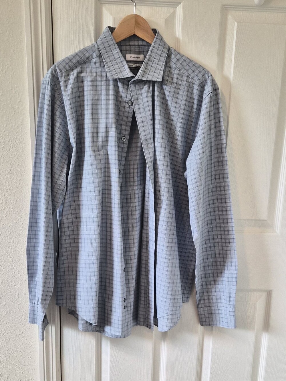 Calvin Klein Blue Grid Men's Dress Shirt